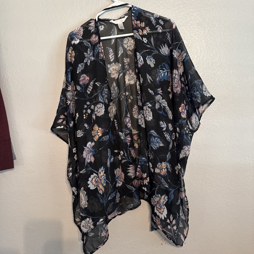LC Lauren Conrad Sheer Floral Kimono Cardigan Open Front Cover Up Size OSFM Boho